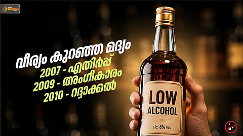 വീര്യം കുറഞ്ഞ മദ്യം: ആദ്യശ്രമം 2007ല്; നിരസിച്ചവര് പിന്നീട് അംഗീകരിച്ചു, ഒടുവില് റദ്ദാക്കി