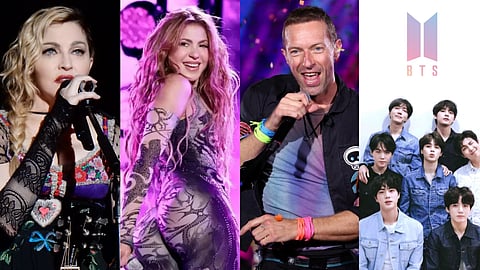 Justin Bieber, Madonna, Shakira, BTS and Burna Boy