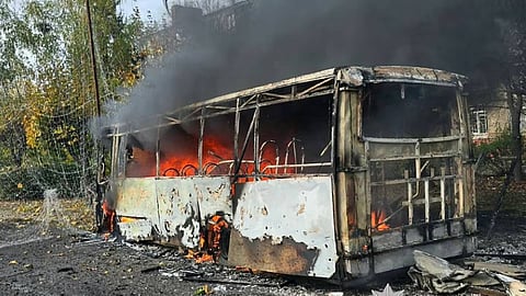 Russian attack on a bus in Ukraine