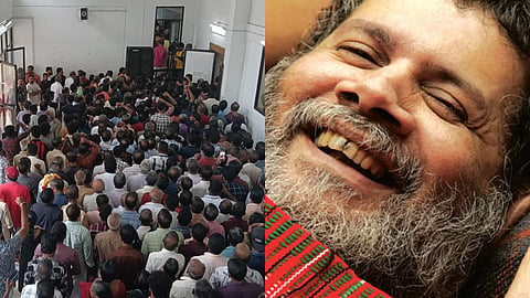 പുഷ്പന് തലശേരി ടൗണ്ഹാളില് വികാരനിർഭരമായ യാത്രയയപ്പ്; അന്ത്യാഭിവാദ്യം അർപ്പിക്കാൻ നൂറ് കണക്കിന് സിപിഎം പ്രവർത്തകർ