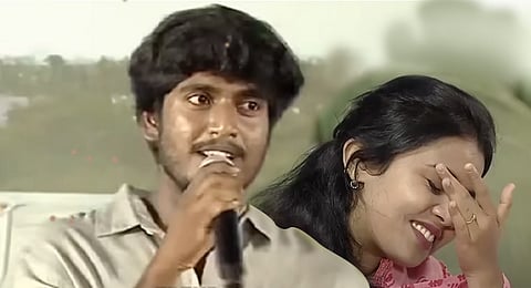 1.ടൂറിസ്റ്റ് ഫാമിലിയുടെ പ്രമോഷൻ ചടങ്ങിൽ സംവിധായകൻ അഭിഷൻ ജീവിന്ത് സംസാരിക്കുന്നു.2.അഭിഷന്റെ വാക്കുകൾ കേട്ട് കണ്ണുതുടയ്ക്കുന്ന കാമുകി അകില
