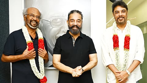 തലൈവര് 173 പ്രഖ്യാപന വേളയിൽ രജനികാന്തിനും കമൽ ഹാസനുമൊപ്പം സുന്ദർ സി