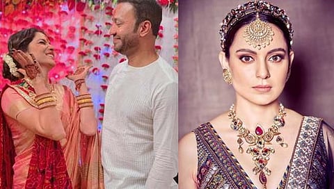 Ankita -Vicky wedding : लग्न अंकिताचं, हवा कंगनाची! निळ्या लहंग्यात भाव खाऊन गेली