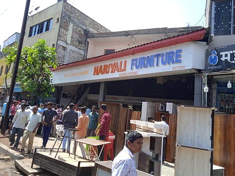 Furniture shop on fire at Kalewadi Fata