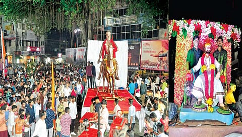 कोल्हापूर : जयंतीसाठी शिवमूर्तीचे मिरवणुकीने आगमन