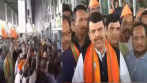 उपमुख्यमंत्री देवेंद्र फडणवीस यांचे आज नागपूर विमानतळावर जंगी स्वागत करण्यात आले. यानंतर विमानतळापासून फडणवीस यांच्या निवासस्थानापर्यंत रॅली काढण्यात आली.