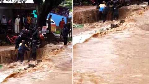 पाण्यातून वाहून जाणाऱ्यास वाचविले कळे