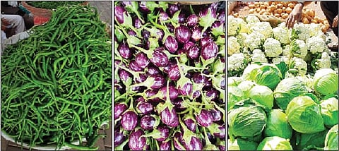 गुलटेकडी मार्केट यार्डातील तरकारी विभागात फळभाज्यांची झालेली आवक