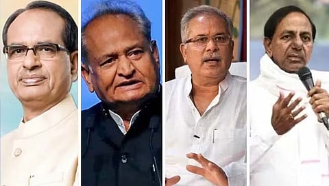 Assembly Election Results 2023 | मध्य प्रदेश, राजस्थानमध्ये भाजप, तर तेलंगणामध्ये काँग्रेस मजबूत, छत्तीसगडमध्ये कांटे की टक्कर