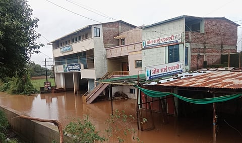 Dudhganga river bank flooded; Crops, houses went under water