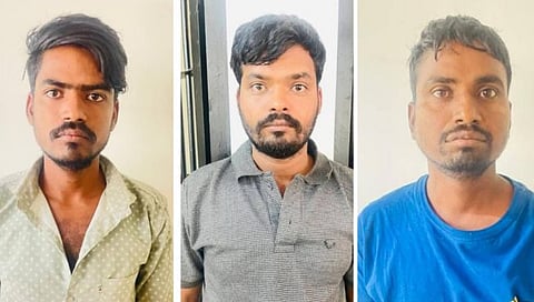 अटक केलेले आरोपी नमन काळे, याराना काळे, अर्जुन भोसले