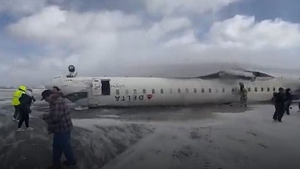 Canada airport Plane flips
