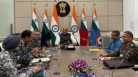Defence Minister Rajnath Singh holds review meeting at South Block