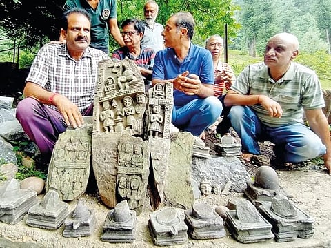 Historic ancient Hindu idols, Shivling found during excavations in Anantnag
