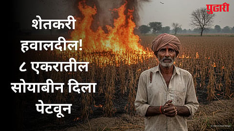 Wardha Farmer Burns Soybean Crop