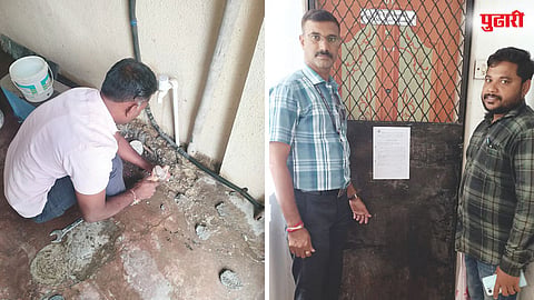 थकबाकीदाराच्या मालमत्तेचा नळजोड तोडताना, सदनिका सील करताना करसंकलन विभागाचे पथक.