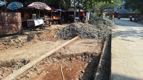 pipeline under road concrete work