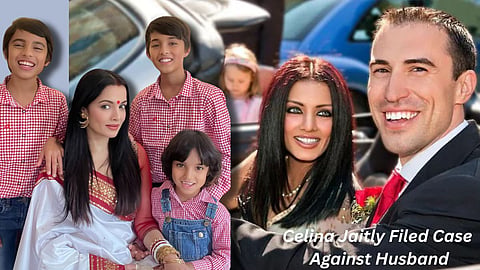 Celina Jaitly with husband and childrens
