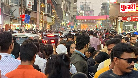 रविवारी शहरातील चौका-चौकांत दिवसभर वाहतूक कोंडीमुळे नागरीक हैराण झाले होते. वाहनांतून निघणारे धुलीकणामुळे प्रदूषण टिपेला पोहोचले होते. शिवाजी रस्त्यावरचे हे बोलके दृष्य.
