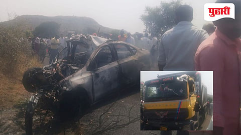 Beed accident | आष्टी तालुक्यात काळजाचा थरकाप उडवणारा अपघात; हायवा-कारच्या धडकेत मायलेकाचा होरपळून मृत्यू