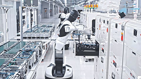 Robot factory worker first time |
