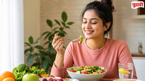 "Person practicing mindful eating for weight loss."