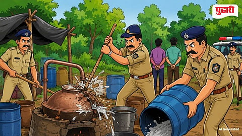 Illegal Liquor Raid Uran