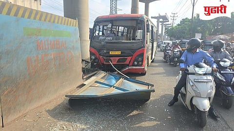 kalyan Accident | कल्याण-शिळ महामार्गावर केडीएमटी बसचा अपघात, मेट्रोच्या संरक्षक कठड्याला धडकली