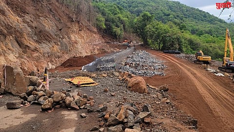 Kashedi Ghat : कशेडी घाटातील खचलेल्या रस्त्यावर दुरुस्तीच्या कामाला कासवाची गती!