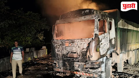 Ratnagiri accident | आंबा घाटात कोळशाने भरलेल्या ट्रकच्या केबिनला भीषण आग