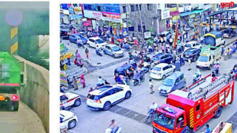Sambhajinagar News : शिवाजीनगर भुयारी मार्गात धूरच धूर, तासभर वाहतूक ठप्प