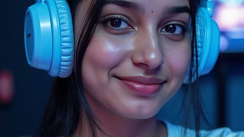 A person listening to music with headphones, experiencing relaxation and natural pain relief.