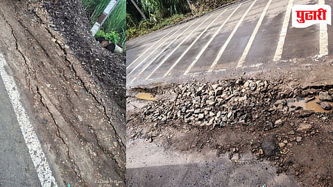 Shirdhon road damage: जलवाहिनीच्या निकृष्ट कामामुळे शिरढोण रस्त्याच्या साईडपट्ट्या खचल्या