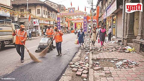 Pune Ganesh Procession Route Cleaning