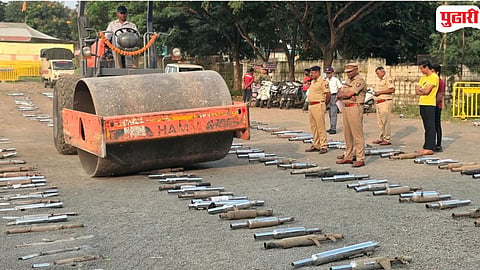 Sangvi Traffic Police Road Roller On Bullet Silencers