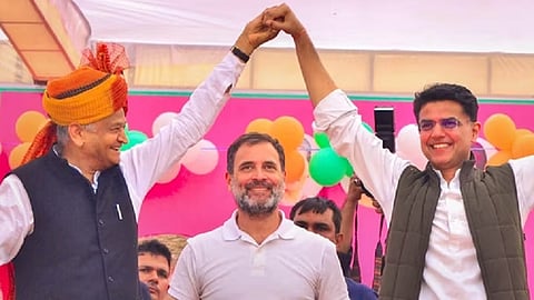 அசோக் கெலாட், ராகுல், சச்சின் பைலட்