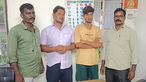 Accused with police