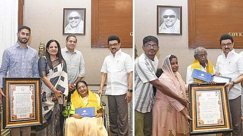 ‘கலைஞர் நினைவு வித்தகர் விருது’ பெற்ற பழம்பெரும் பின்னணி பாடகி பி.சுசீலா மற்றும் கவிஞர் மு.மேத்தா!