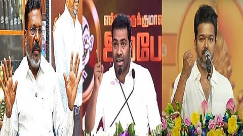 திருமாவளவன் - ஆதவ் அர்ஜுனா - விஜய்
