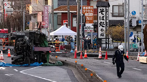 japan elderly man trapped on the road rescue operation continues