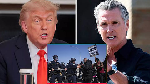 California governor vs donald trump in as Immigration Protests