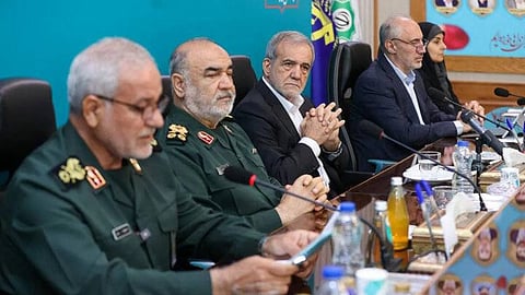 IRGC commander Maj. Gen. Hossein Salami & President Masoud Pezeshkian