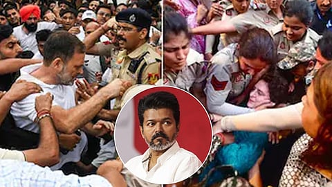 TVK Condemns Rahul Gandhi, Priyanka Gandhi Arrests in Delhi