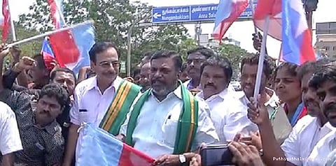 விவசாயிகளுக்கு ஆதரவாக ஆர்ப்பாட்டம்: திருமாவளவன் கைது