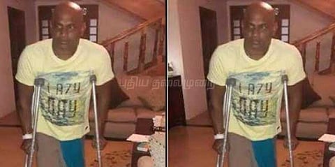 நடக்கவே முடியாமல் சிரமப்படும் ஜெயசூர்யா: வைரலாகும் படம்