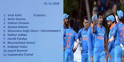 இந்திய அணியின் 11 வீரர்கள் அறிவிப்பு: மணிஷ்பாண்டே காலி!