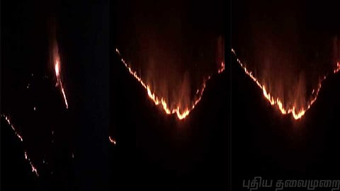குமுளி மலைப்பகுதியில் காட்டுத்தீ !