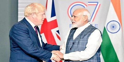 பிரிட்டன் பிரதமர் போரிஸ் ஜான்சனை சந்தித்த பிரதமர் மோடி
