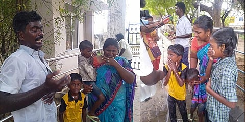கந்து வட்டி கொடுமை - 3 குழந்தைகள், மனைவியுடன் தீக்குளிக்க முயன்றவர் தடுத்து நிறுத்தம்