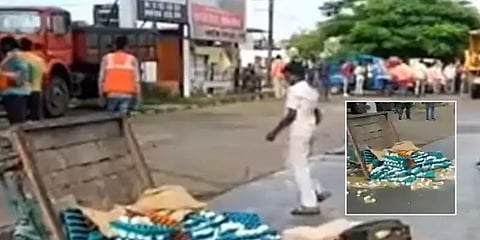 சிறுவனின் முட்டை வண்டியை சாய்த்த அதிகாரிகள் ! 100 ரூபாய் லஞ்சம் கொடுக்காததால் அராஜகம்